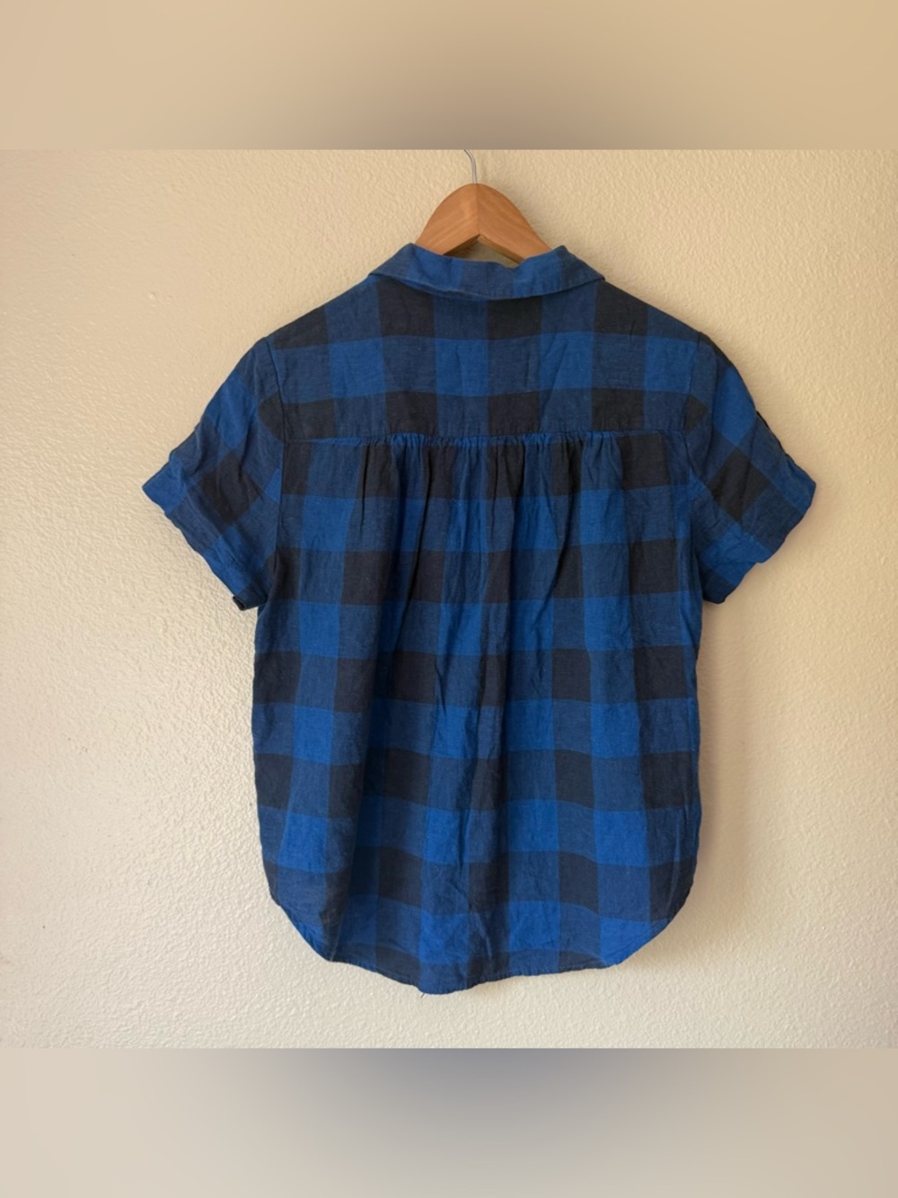 ❇️Lucky Brand Blue and Black Buffalo Check Short Sleeve Button-Down 2 for $22❇️ - Picture 4 of 4